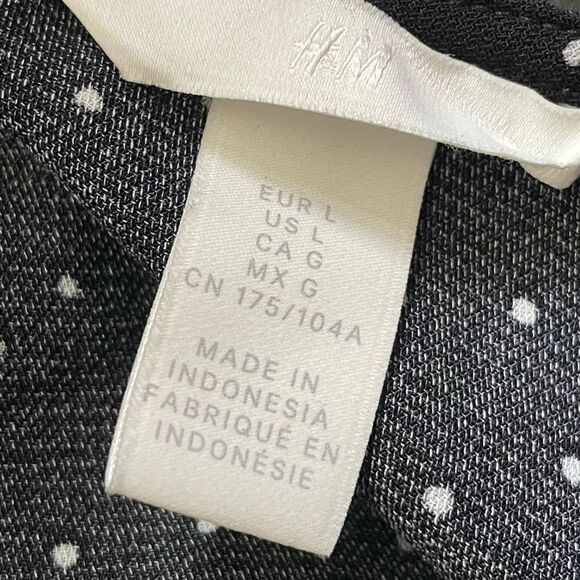 H&M Black Long Sleeve Shift Dress w/Small White Polka Dots & Keyhole (LG) - Picture 7 of 13